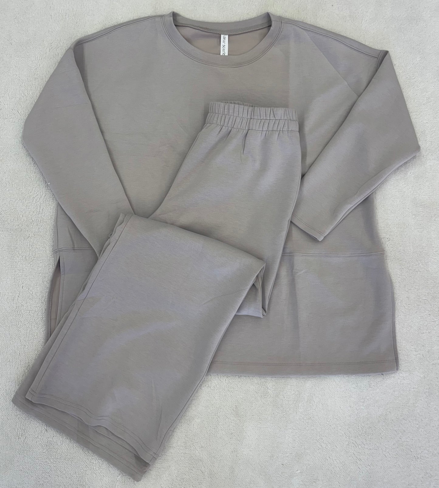 Plus Taupe Tunic Top + Straight Modal Pants Set