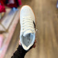 White & Black Double Stripe Platform Sneakers
