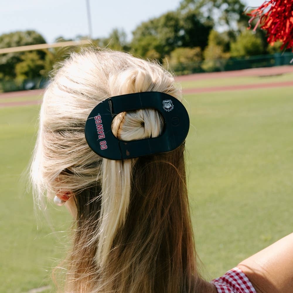 Flat Round Hair Clip | Large | Go Dawgs!