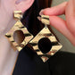 Gold Geometric Diamond Drop Earrings