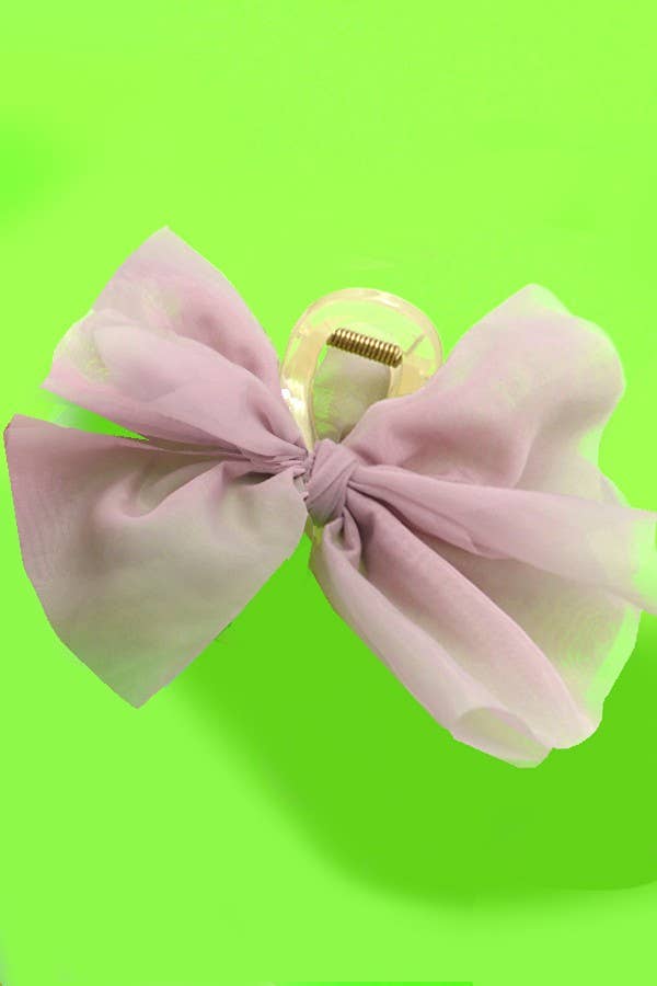 Pink Purple Organza Sheer Bow Hair Clip