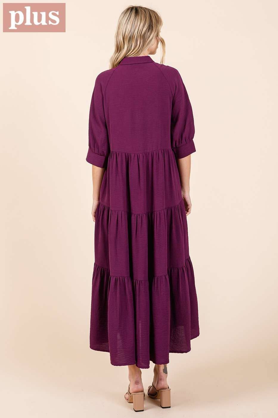 Plus Magenta Tiered Maxi Dress