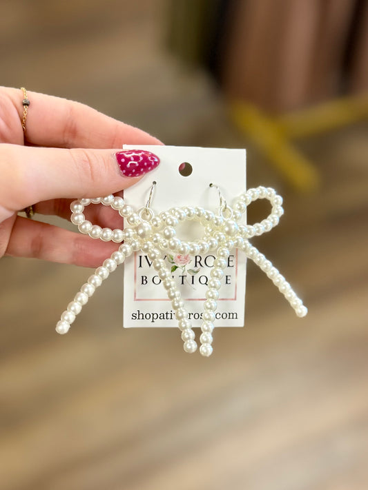 Large Pearl Bow Earrings