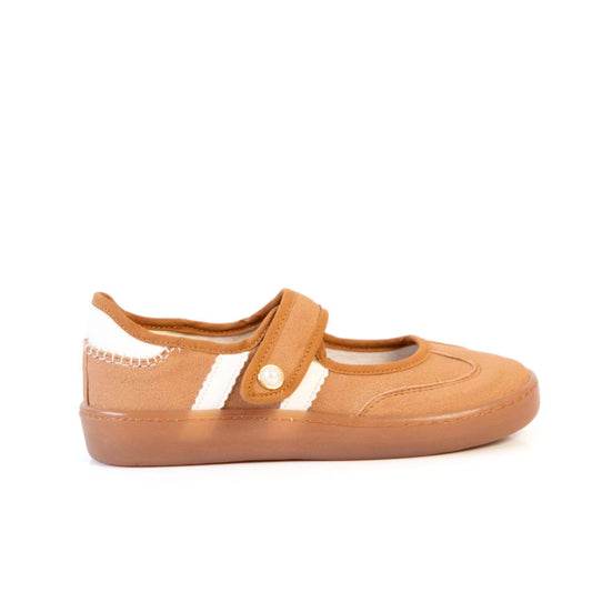 Tan Suede Velcro Mary Jane Sneakers