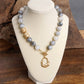 Gray Teardrop Chunky Beaded Toggle Necklace