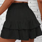 Black Wide Leg Ruffle Skort