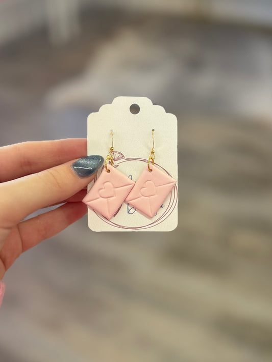 Pink Valentine Letter Earring