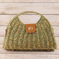 Green Woven Straw Top Handle Handbag
