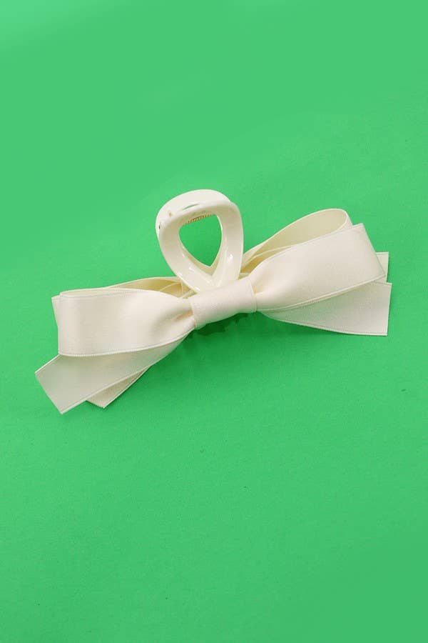 Off-White Large Silky Bow Hair Clip