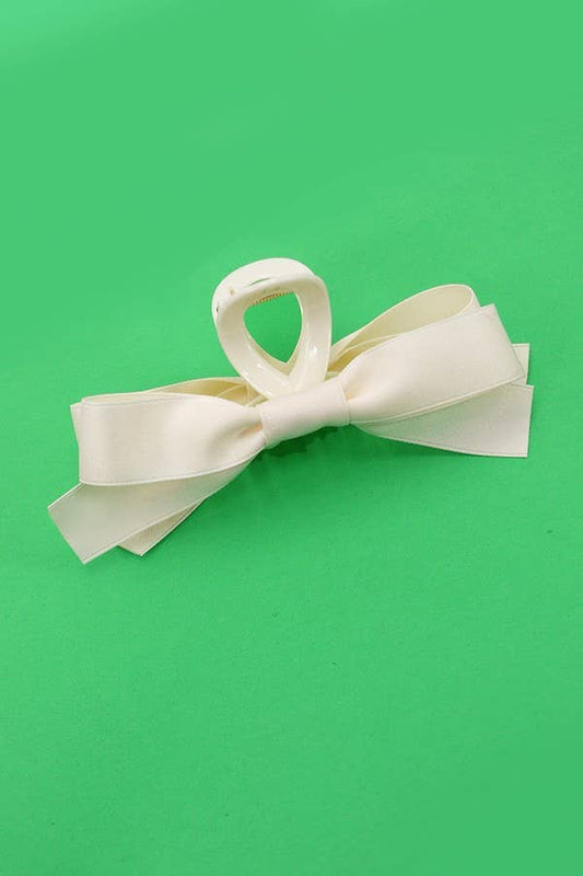 Off-White Large Silky Bow Hair Clip