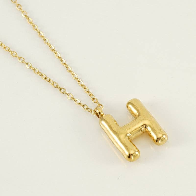 Bubble Initial Gold-Plated Stainless Steel Necklace