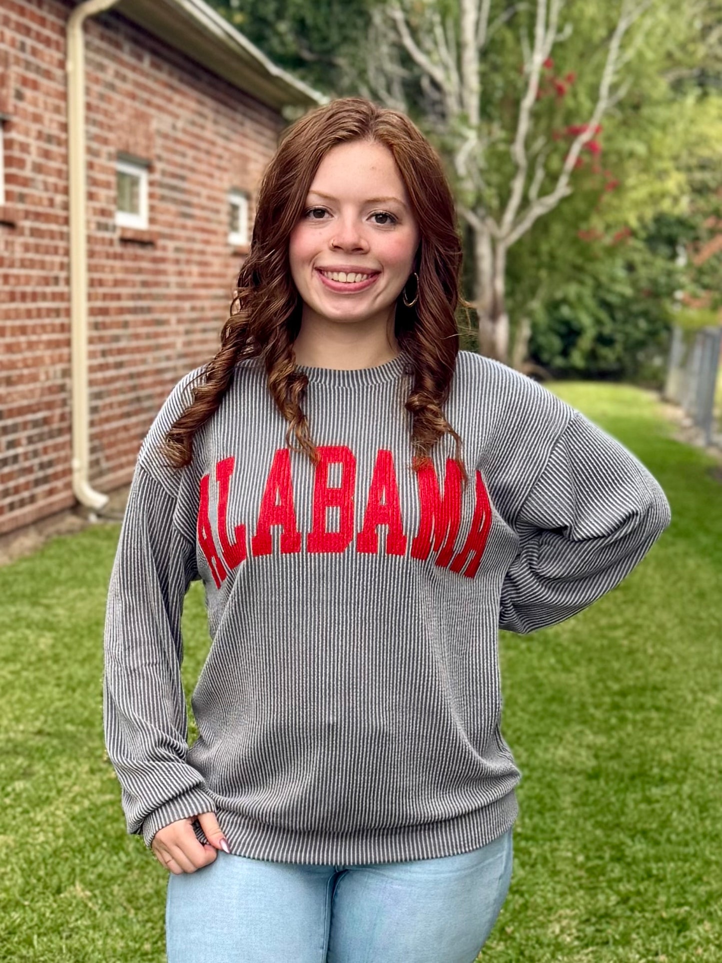 Grey AL Ribbed Graphic Light Sweatshirt