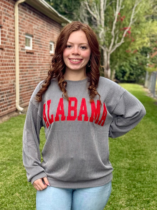 Grey AL Ribbed Graphic Light Sweatshirt