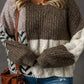 Plus Brown Patchwork Sweater