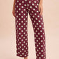 Burgundy Polka Dot Wide Straight Leg Pants