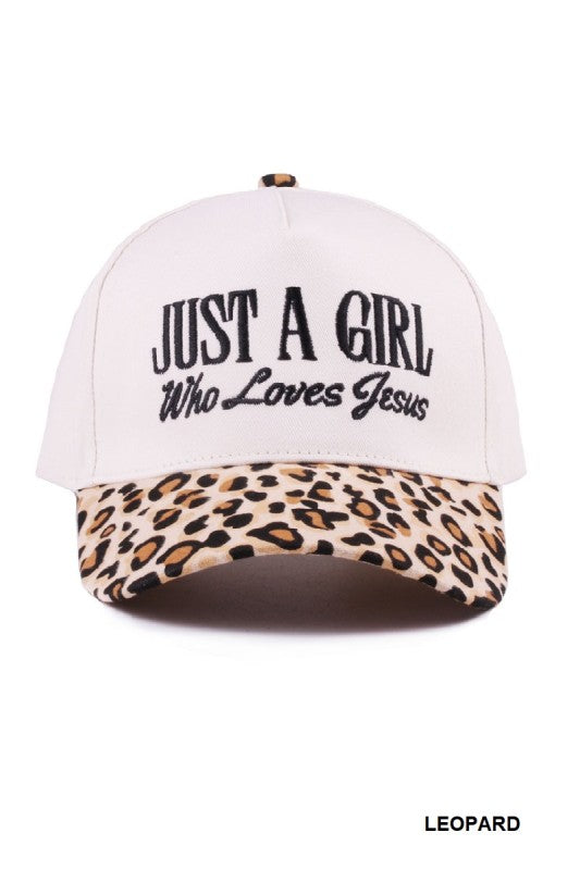 Leopard Just a Girl Who Loves Jesus Cap