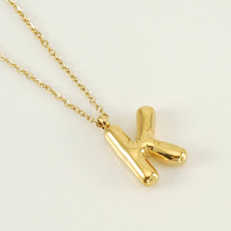 Bubble Initial Gold-Plated Stainless Steel Necklace