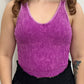 Plum Washed Ribbed Seamless Bra Padded V-Neck Tank