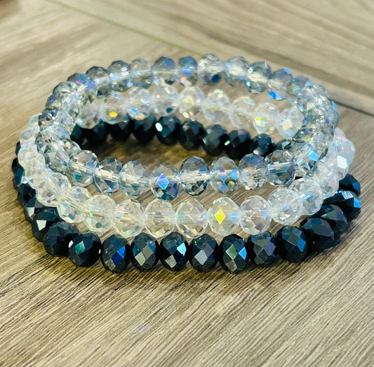 3pc Crystal Bead Bracelet Set- Starry Night