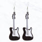 Black Glitter Guitar Drop Earrings