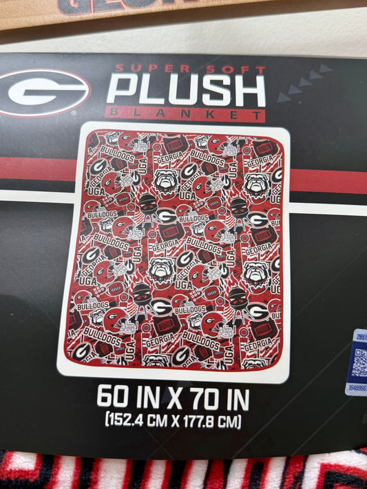Red UGA Plush Throw Blanket
