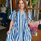 Blue Striped Button Dress