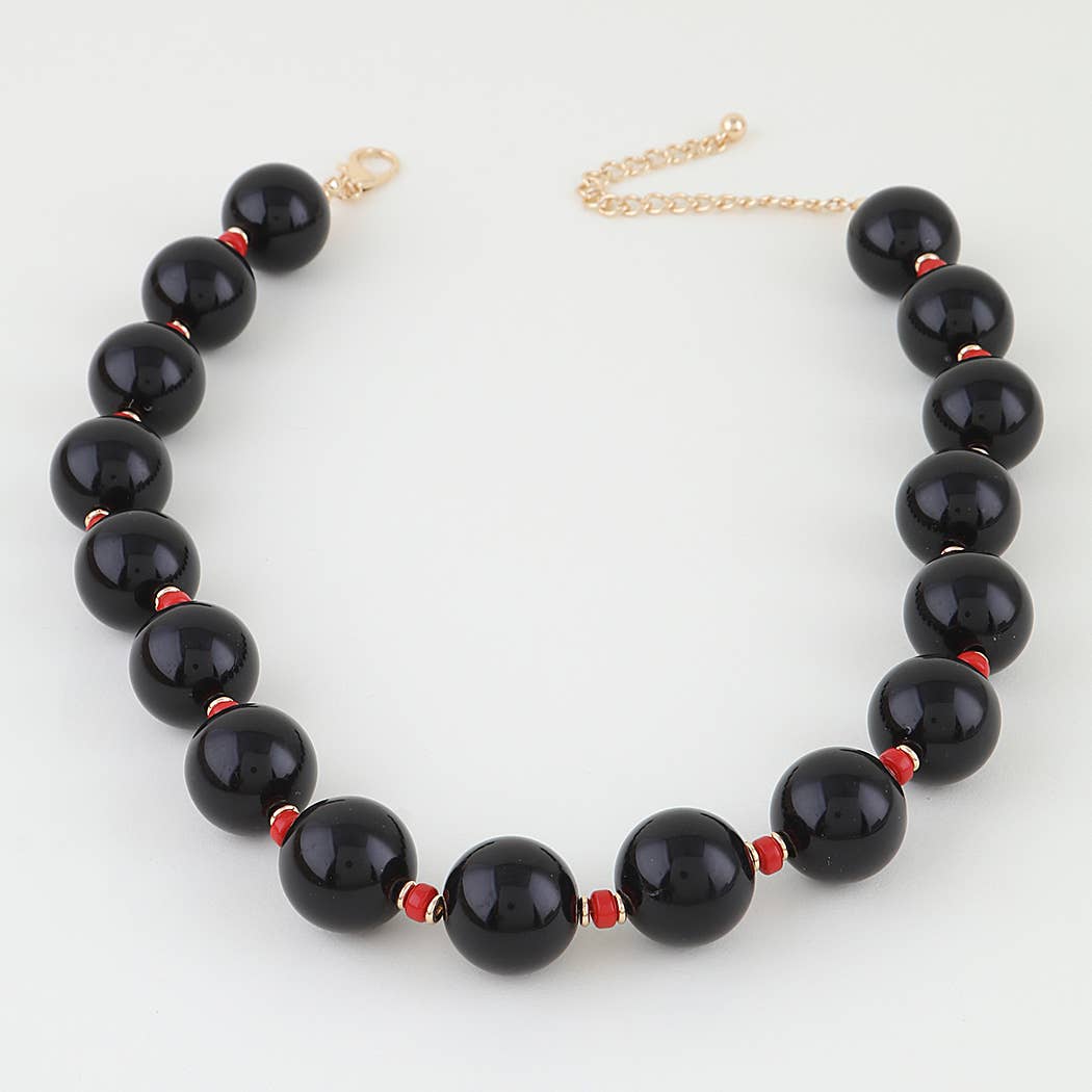 Black & Red Beaded Statement Necklace