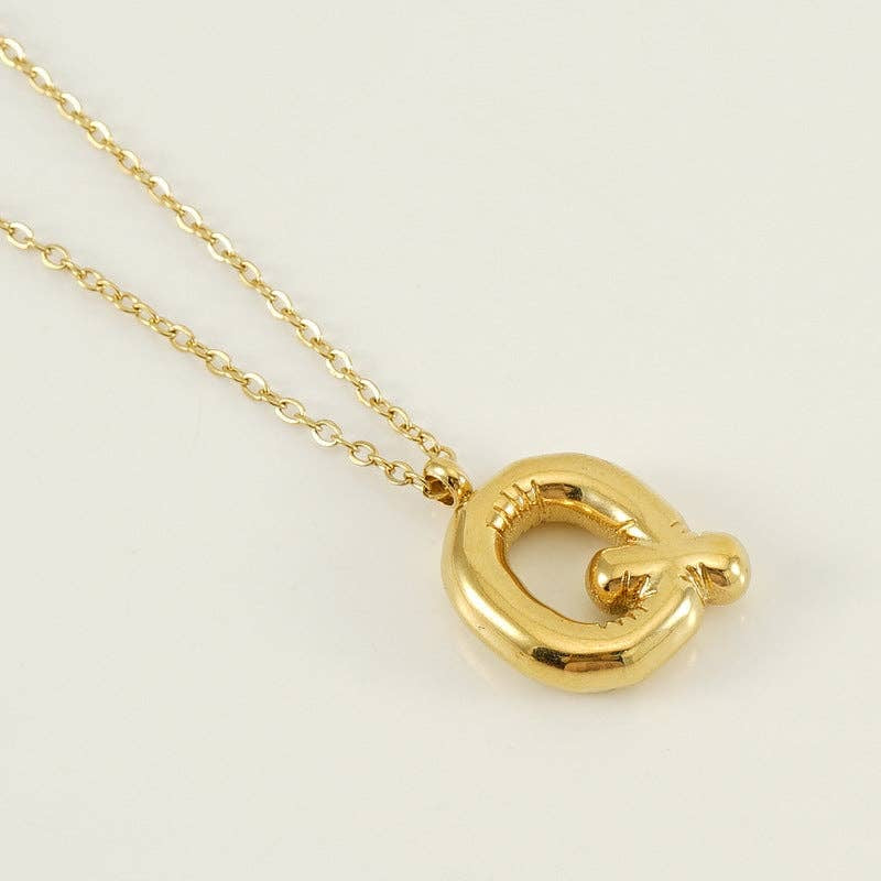 Bubble Initial Gold-Plated Stainless Steel Necklace