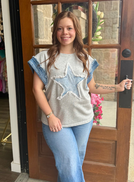 Denim Star Combo Top