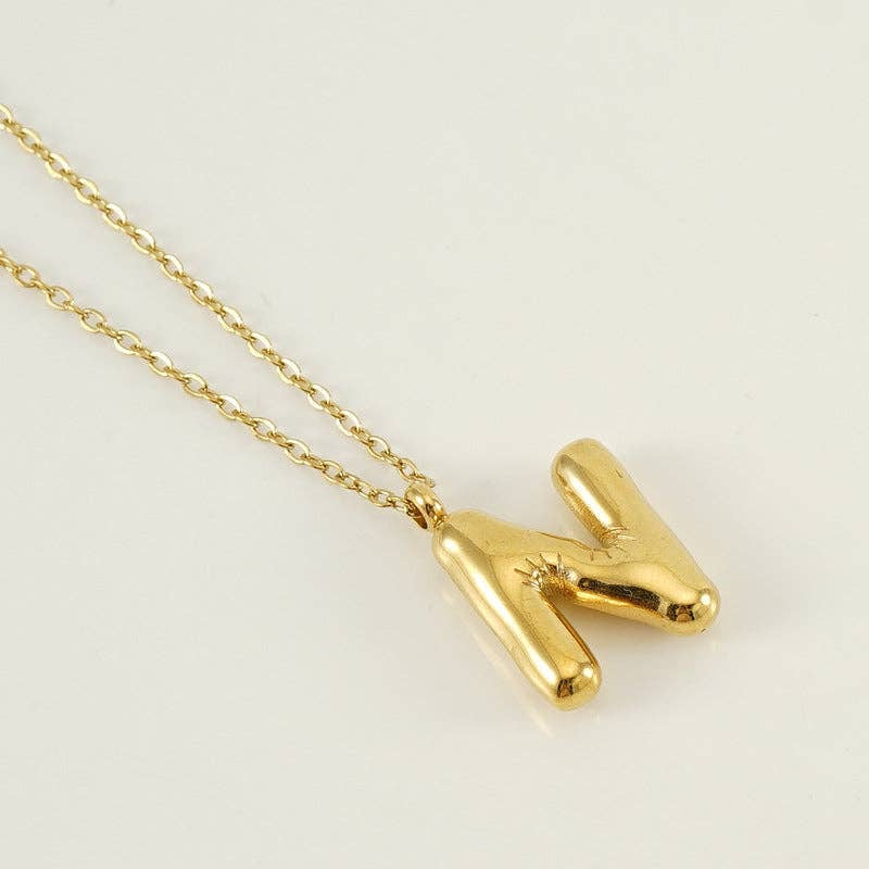 Bubble Initial Gold-Plated Stainless Steel Necklace