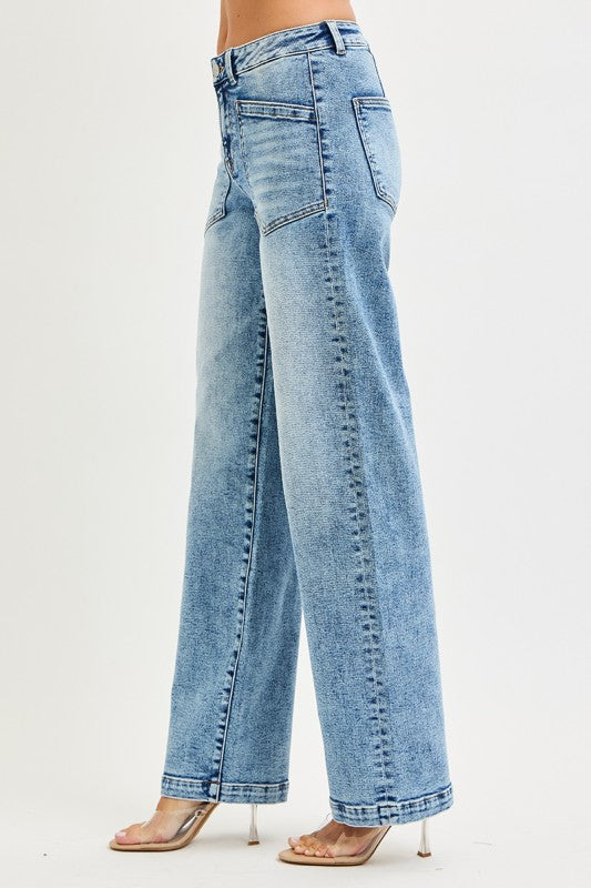Slouchy Relaxed Baggy Patch Pocket Detail Jeans