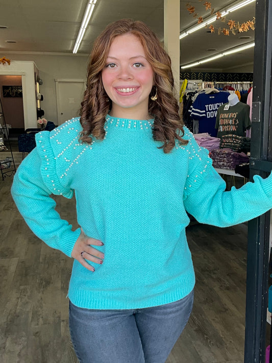 Turquoise Pearl Sweater