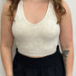 Sand Beige Washed Ribbed Cropped Seamless Bra Padded Tank Top