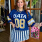 Navy Striped Denim Skirt
