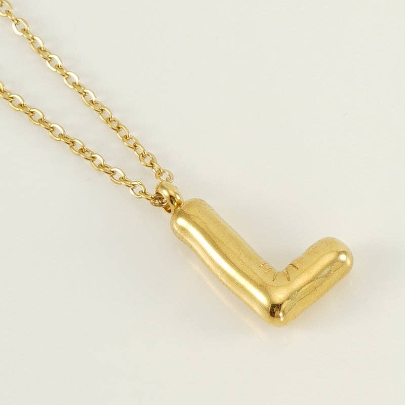 Bubble Initial Gold-Plated Stainless Steel Necklace