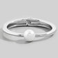 Silver Pearl Thin Metal Hinged Bangle Bracelet