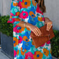 Half Sleeve Colorful Poppy Floral Dress