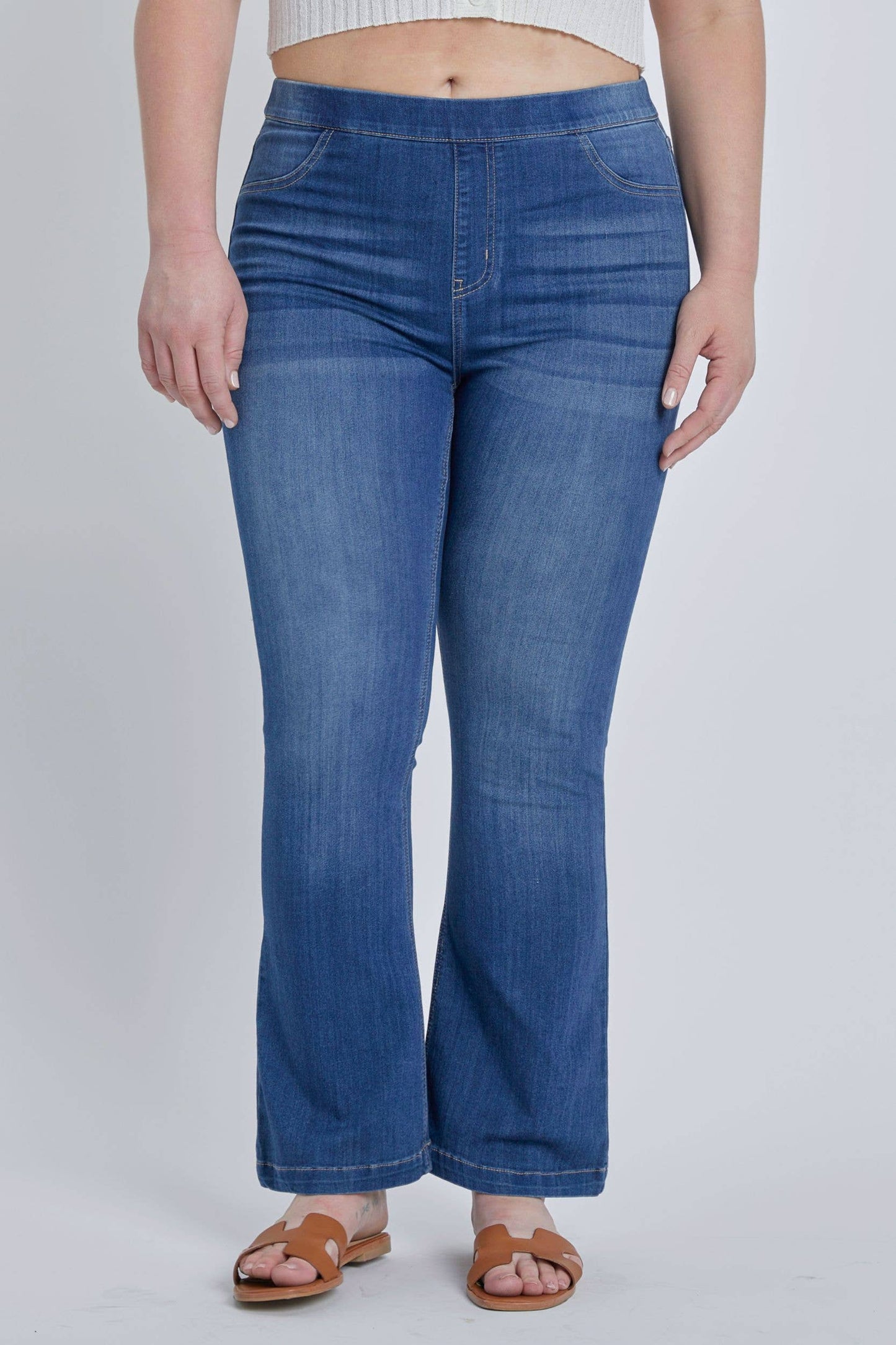 Cello Petite Plus Denim Flare Jeans