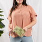 Plus Mid Button Cuffed Sleeve Top