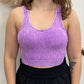 Lt Plum Washed Ribbed Cropped Seamless Bra Padded Tank Top