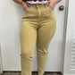 Z Mustard Acid Washed High Waist Crop Straight Jeans