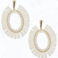 Ivory Raffia, Seed Bead Post Dangle Earrings