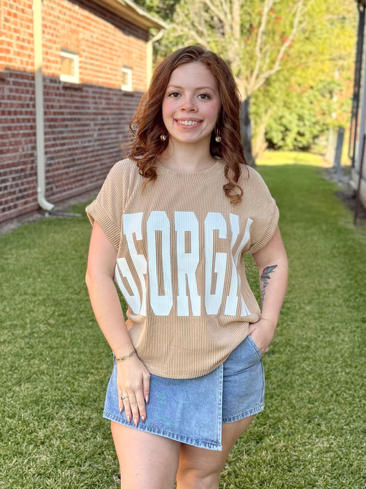 Khaki GA Knit Sweater Tee