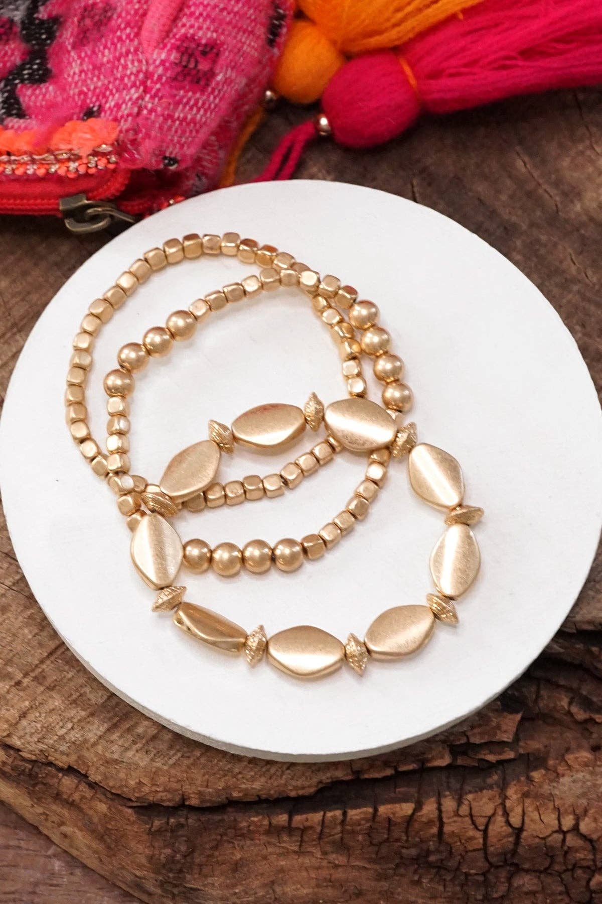 Worn Gold Tone Bracelet Set