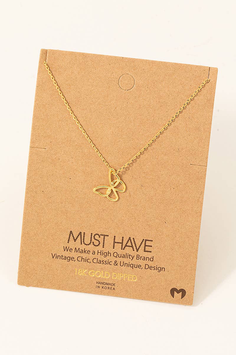 Gold Wire Butterfly Pendant Necklace