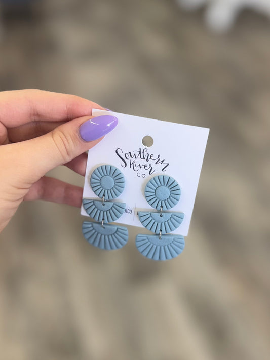 Blue Textured Tier Earrings