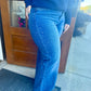 High Rise Wide Leg Jeans w/ Rhinestones