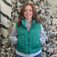 Green Puffer Vest With Pockets