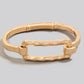 Gold Hammered Rectangle Coil Spring Hook Bracelet