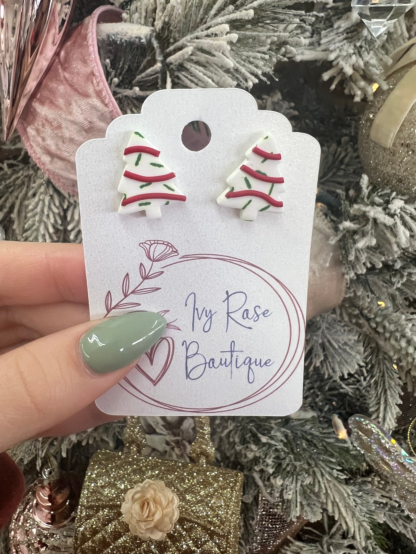 Christmas Tree Cake Stud Earrings